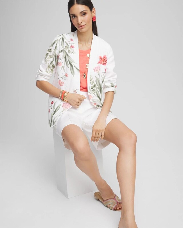 Floral Linen Non-Stretch Blazer - image 2